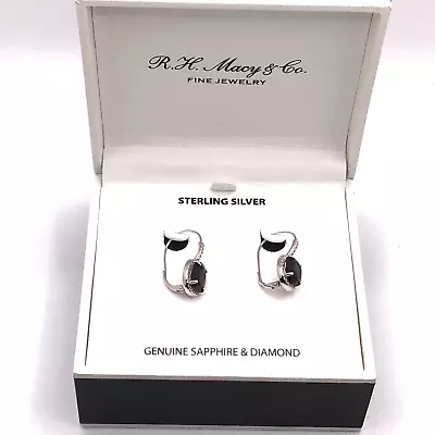 R.H Macy's & Co. Fine Jewelry Sterling Silver Genuine Saphire & Diamond Earrings • $60