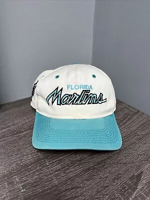 Florida Marlins VTG Sports Specialties Script The Twill Snapback White Cap Hat • $59.99