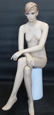 4 Ft 6 In Female Sitting Mannequin Feature Face Sculptured Hair Skin Tone SFW9FT • $349.95