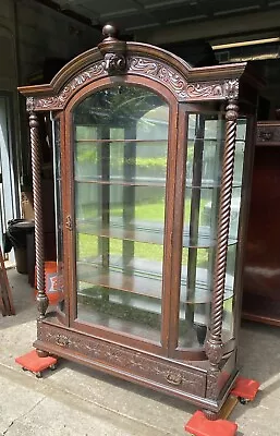 Carved Oak China Cabinet • $2695