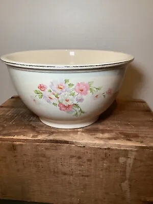 Vintage Homer Laughlin Fluffy Rose Kitchen Kraft Mixing Bowl Oven Serve 1930s • $40