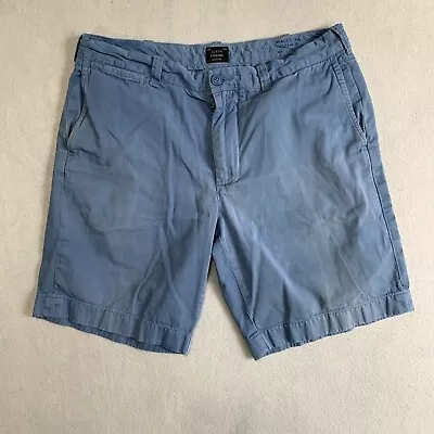 J. Crew Stanton Shorts Mens Size 34 Blue Twill Solid Flat Front Chino • $8.92