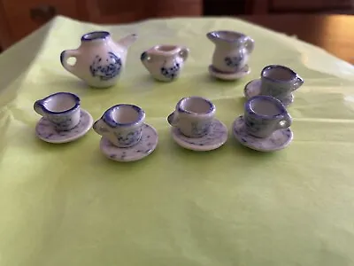 Vtg  Mini Doll House Porcelain Tea Set: Teapot Creamer/sugar 5 Teacups/saucers • $0.99