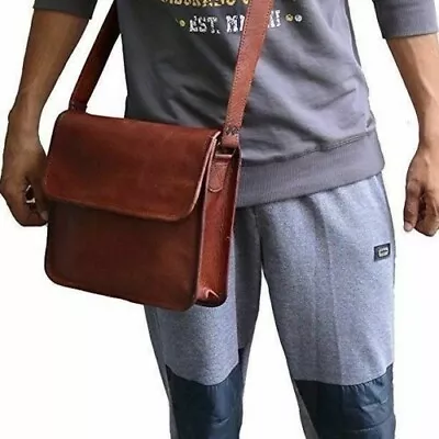 Men's Genuine Laptop Messenger Leather Briefcase Shoulder Vintage Bag • $52.25