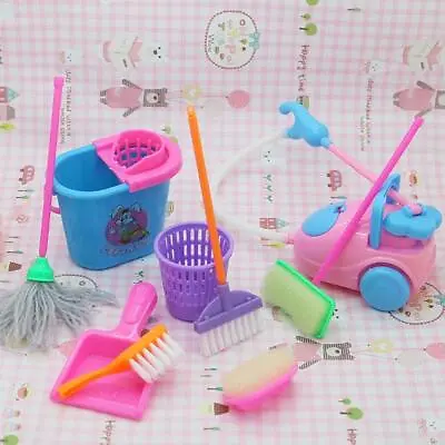 £8.02 • Buy 9pc 1 Set Children Play Toy Set Kids Cleaning Sweeping Mop Broom Brush Dustpan