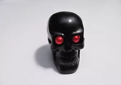 Hand Decorated Black Resin Mini Skull With Red Bead W/ Red Sequin Eyes • $4.99