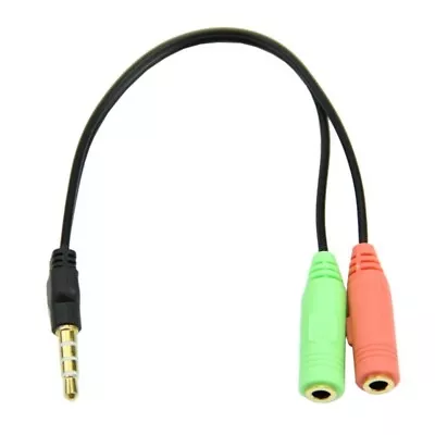 PC Headset To Smartphone Adapter 3.5 Mm 4 Pole Male To 2x Female 3.5mm Splitter • £2.49