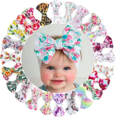Baby Rabbit Headband Floral Elastic Bow-knot Hair Band Girls Newborn Mix Style • £3.99