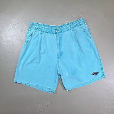 Vtg 80s OP Ocean Pacific Longrider Surf Skate Shorts Teal Blue Chino Khaki Large • $34