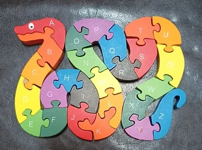 PlayGround Learning Montessori 26 Count Wooden Alphabet Numbers Snake Blocks • $19.99