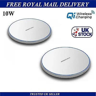 FAST Qi 10W WIRELESS PHONE CHARGER CHARGING PAD DOCK FOR ALL MOBILE PHONES UK • £5.95