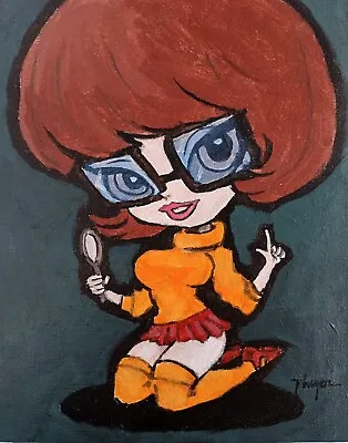 Original Velma Painting Scooby Doo Thayer Art OOAK Halloween MCM Not A Print   • $40