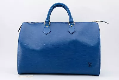 Louis Vuitton Epi Speedy 35 Hand Boston Bag M42995 Blue 🌸Rank A🌸 Japan #H193 • $545.99