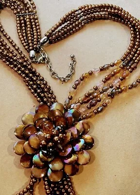 $48 • Buy Joan Rivers 20  Champagne, Golden & Cognac Rhinestone Multi Strand Vtg. Necklace