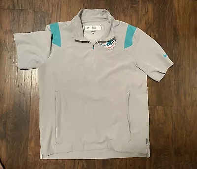 (b)MIAMI DOLPHINS NIKE Dri Fit Team Issue On Field Coaches Shirt  Size L • $39.99