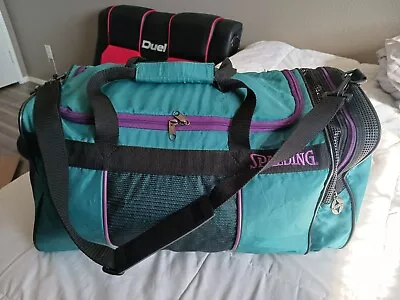 VTG 80s 90s Spalding Tiel Purple Black Mesh Gym Duffle Carry-On Sports Bag • $12