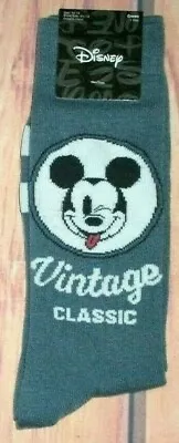 Mens Disney Mickey Mouse Steel Gray Crew Socks (shoe Size 6.5-12) • $8.90