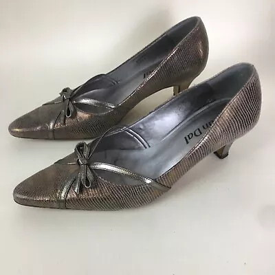 £21.97 • Buy VAN DAL HEELS Pewter Gold Bronze Pointed Formal Occasion Mid High Heel Shoes