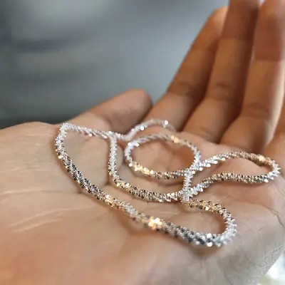 925 Silver Sparkling Gypsophila Chain Clavicle Necklace Women Wedding Jewelry • $2.45