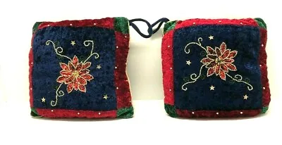 Lot Of 2  Red Green blue And Gold Colors Christmas Throw PILLOWS Vtg • $13.49