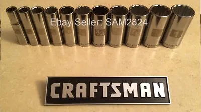 NEW CRAFTSMAN 11pc LOT 3/8 Drive DEEP 12 Point SAE Socket Set (3/8-1 ) • $34.99