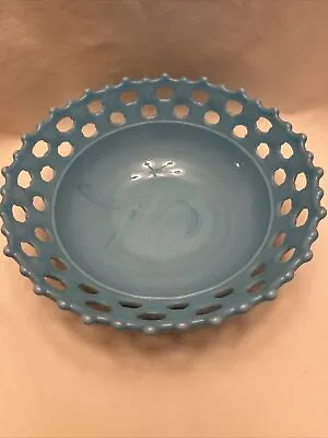 Vintage Westmoreland Lace Edge Blue Milk Glass 9” Bowl • $21