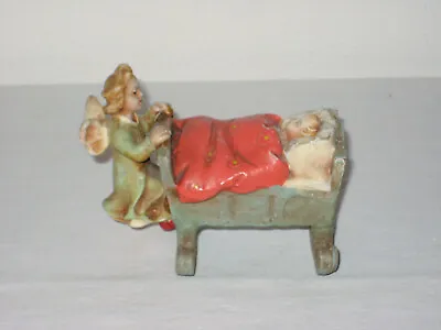 Vintage Angel & Baby Figurine Statue  Made In Germany Crib Rocks Red Shoes • $5.99