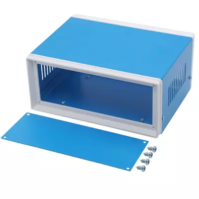 Electronic Enclosures Blue Metal Enclosure Project Case DIY Box Junction Case En • $34.52