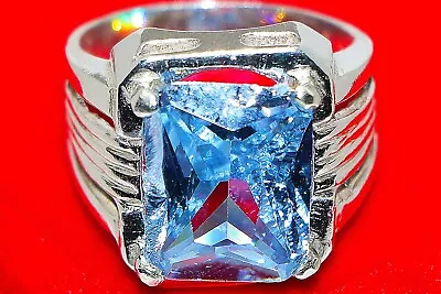 Natural London Blue Topaz Gemstone Silver Ring For Men Size 10 • £87.99