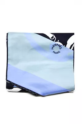 Hermes Womens Festival Des Amazones Tatto A Pois Silk Maxi Twilly Scarf Blue • $269.09