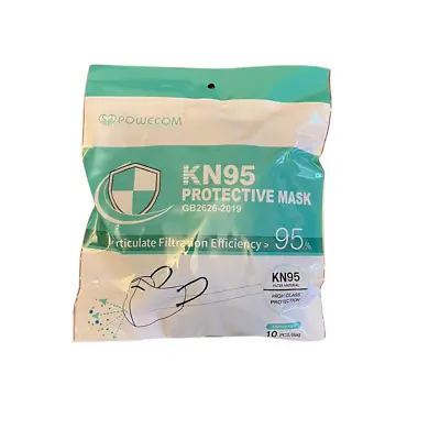 Powecom White KN95 Improved Standard GB2626-2019 Protective Face Mask 10 Per Bag • $6.85