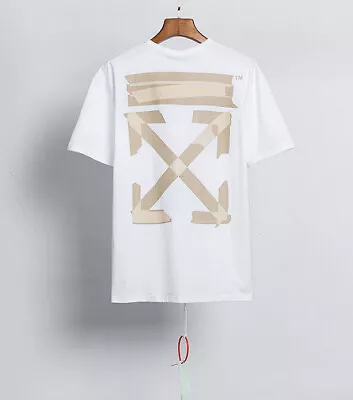 OFF WHITE OW Graffiti Arrow Print Casual Short Sleeve Tee Top Unisex T-Shirt T • £18.98