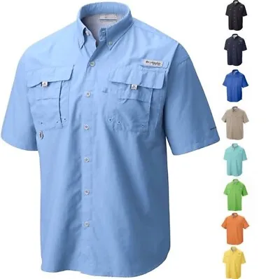 NEW COLUMBIA Men’s PFG Bahama Short Sleeve Fishing Shirt UPF 30 Vented • $40