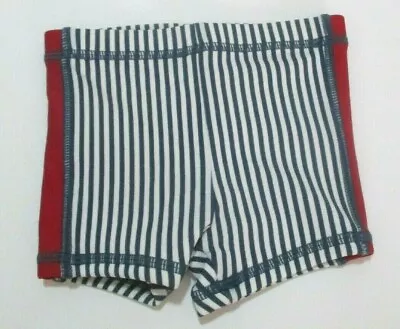 New Infant Boys Hanna Andersson Red Blue White Striped Swimsuit Shorts 6-12 M #2 • $6.39