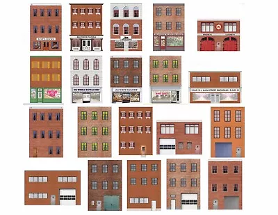 HO Scale Flat Front Buildings For Model Trains - 20 Total Front And Rear Sides • $21.99