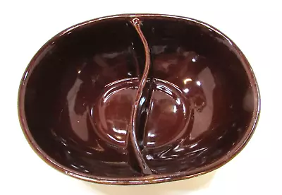 Antique Brown MarCrest Stoneware Pottery Daisy Dot Divided Oblong Serving Bowl • $35