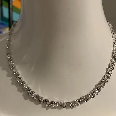 $102 • Buy $195 Nadri Cubic Zirconia Silver Tone Necklace 16”  Item J
