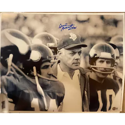 Bud Grant Signed And HOF Inscribed 16x20 B&W Photo Minnesota Vikings Beckett • $99.99