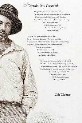 Walt Whitman Poem Print - O' Captain My Captain - Art Photo Poster Gift • £74.95