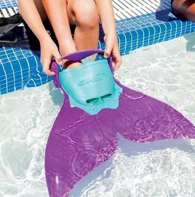 Kids Mermaid Tail Swimming Fins Purple Teal Mono Fin W/Travel Bag By Finis • $21.95
