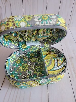 Vera Bradley Oval Jewelry Box Case Lemon Parfait Yellow Grey Turquoise Floral • $18.99