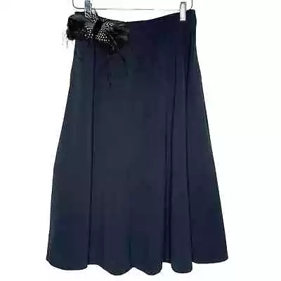 Anthropologie 6 Cartonnier Feathered A Line Skirt Blue Midi Lined • $33.25