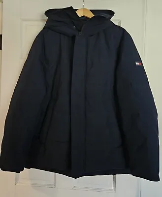 Tommy Hilfiger Men's Hooded Primaloft Jacket Midnight Blue Large EUC • $59