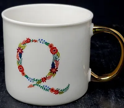 Opal House Monogram Letter  Q  Initial Coffee Mug Floral Gold Handle • $14.04