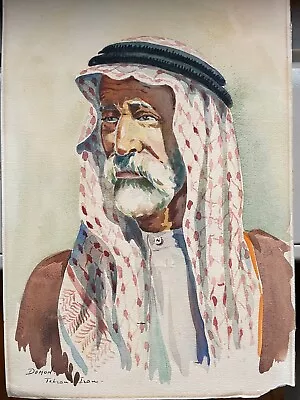 1955 Watercolor Painting Demon Art Studio Tehran Iran Middle East Man • $55