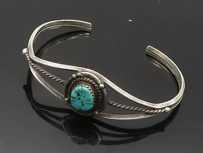 NAVAJO 925 Sterling Silver - Vintage Turquoise Twist Cuff Bracelet - BT7192 • $135.10