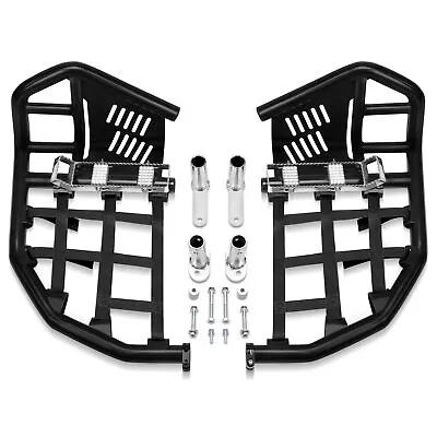 For Yamaha YFZ450 Nerf Bars Pro Peg Heel Guard Black Bars With Black Nets • $169.54