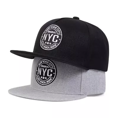 NYC Baseball Cap New York City Snapback Flat Peak Hip Hop Rap Classic Hat Sport • £8.95