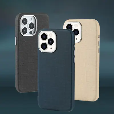 For IPhone 15 Pro Max 14 13 Fabric Pattern Slim Phone Protective Case • £9.79
