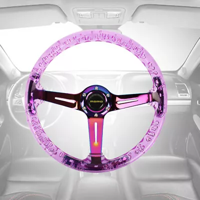 6-Holes 350mm Deep Dish MOMO Purple Crystal Bubble Steering Wheel Neo Spoke • $80